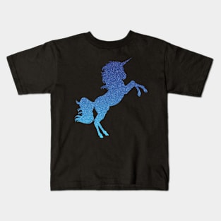 Bright Blue Ombre Faux Glitter Unicorn Kids T-Shirt